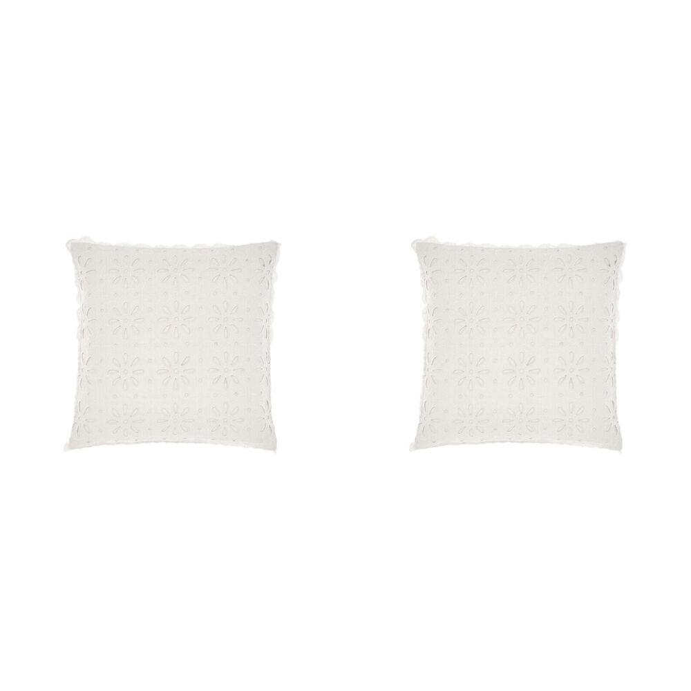 2PK Linen House 48x48cm Miranda White Bedroom Cushion Square