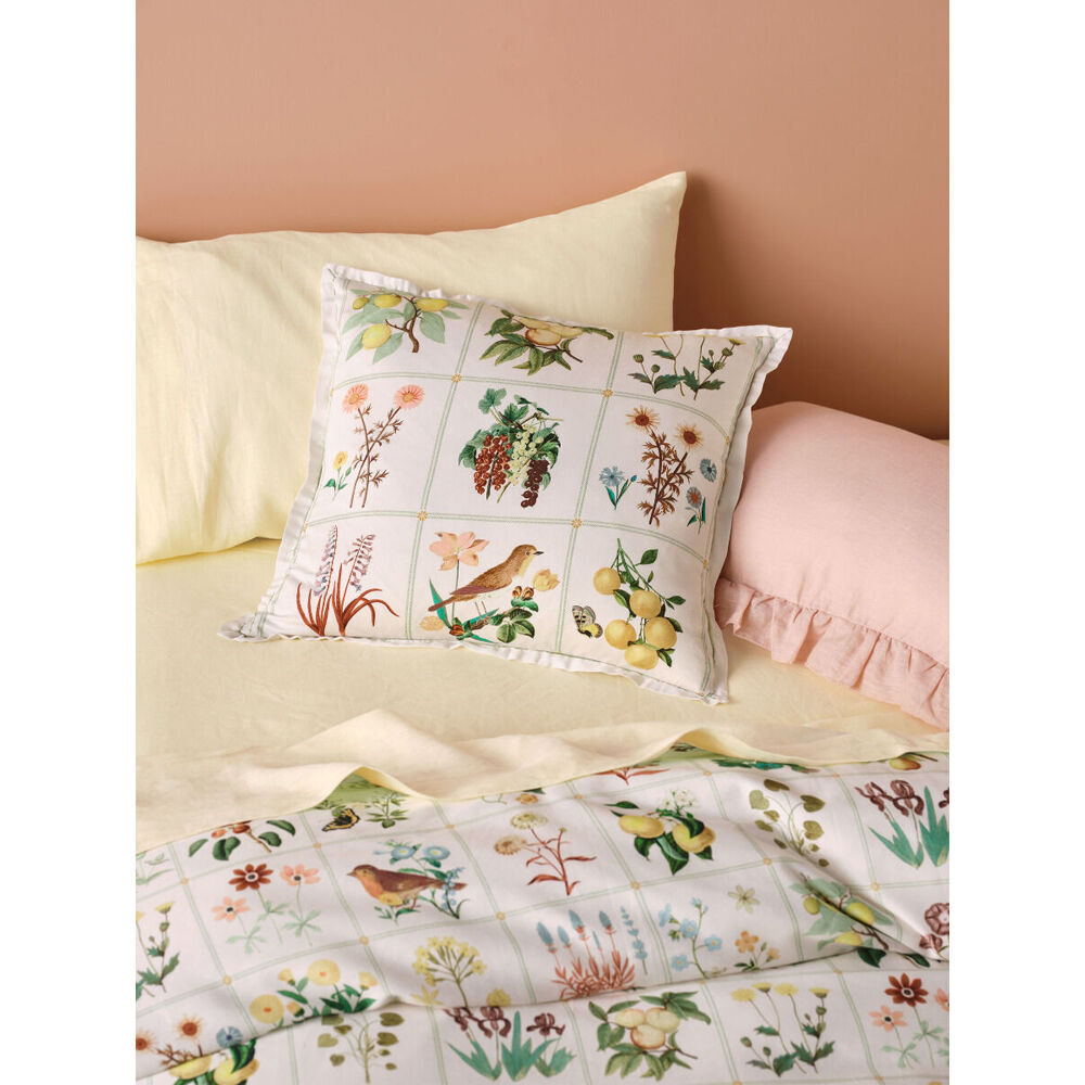 2PK Linen House Garden Bed Vanilla Cotton Cushion 48x48cm