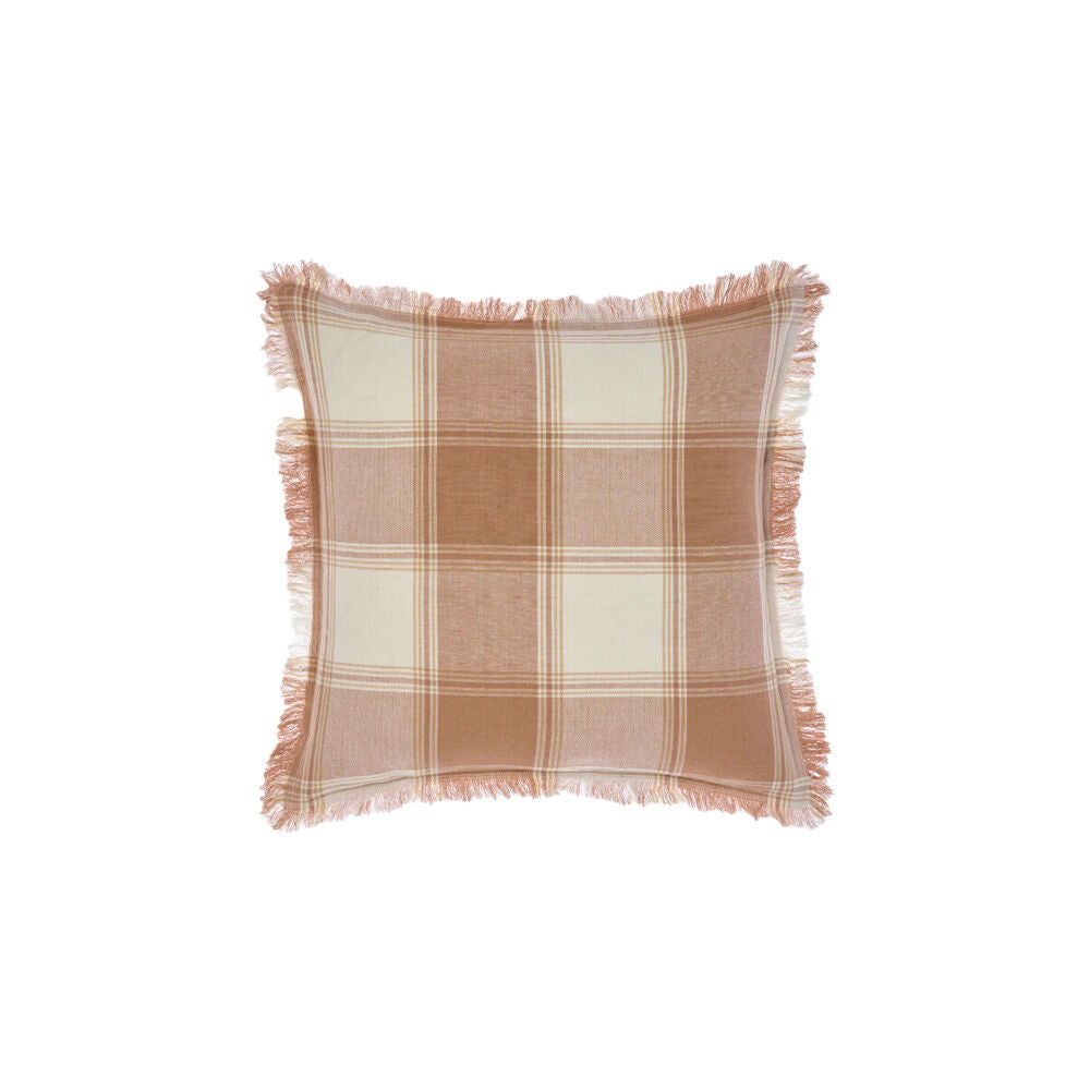 2PK Linen House Evelina Nutmeg Cotton Cushion 48x48cm - Brown