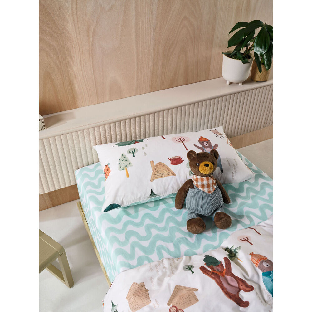 Linen House Kids 27x43cm Camp Bear Novelty Cushion Brown