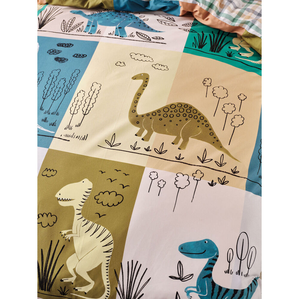 Linen House Kids Cotton Bed Quilt Cover Set Prehistoric Patchwork