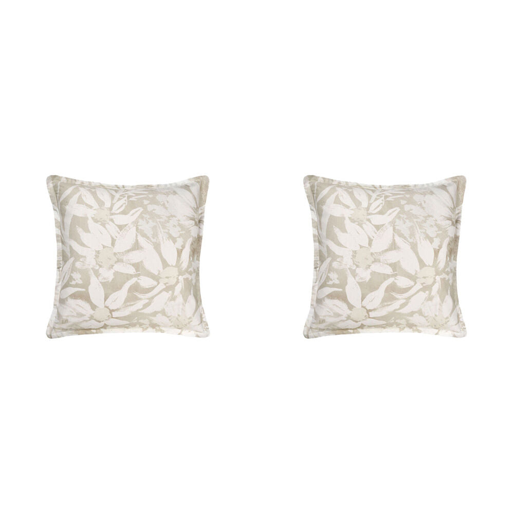 2PK Linen House Esperance Leaf European Pillowcase 65x65cm - Natural