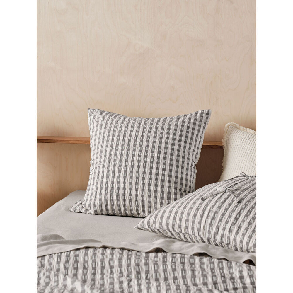 2PK Linen House Ferrara European Pillowcase 65x65cm - Charcoal
