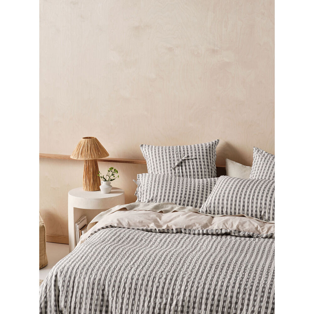2PK Linen House Ferrara European Pillowcase 65x65cm - Charcoal