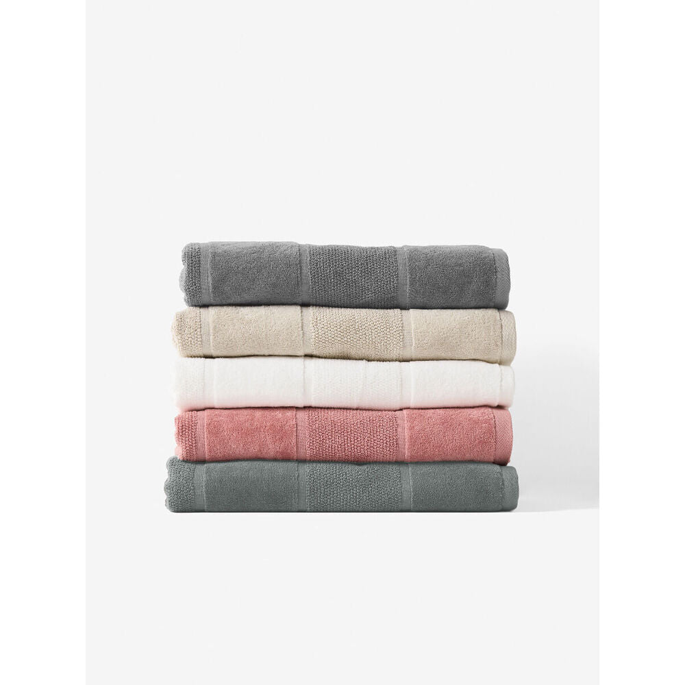 2PK Linen House Velour Stripe Cotton Moonbeam Bath Mat 60x80cm - Natural