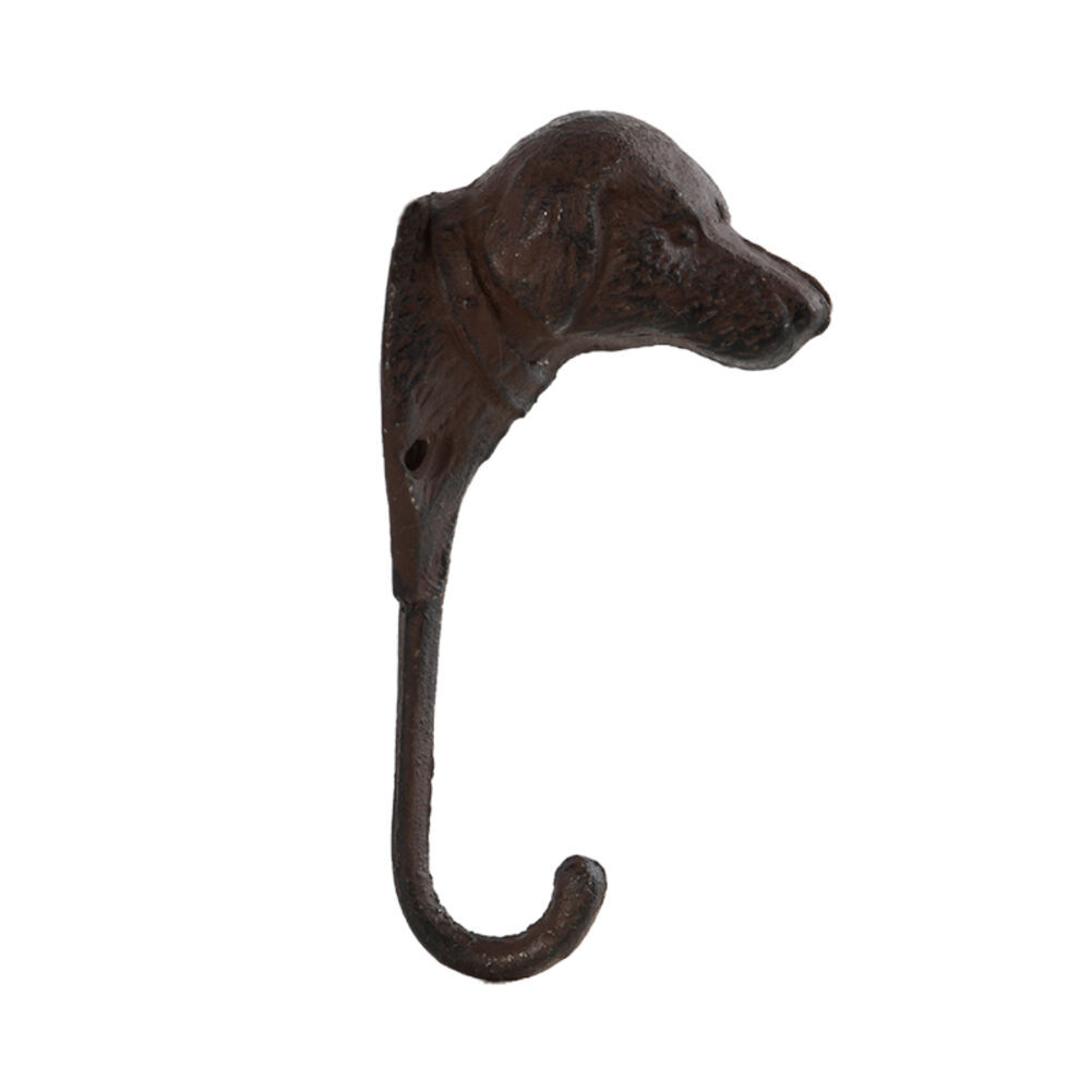 2PK Esschert Design Cast Iron Dog Wall Hook Indoor/Outdoor Decor 14.8cm Black
