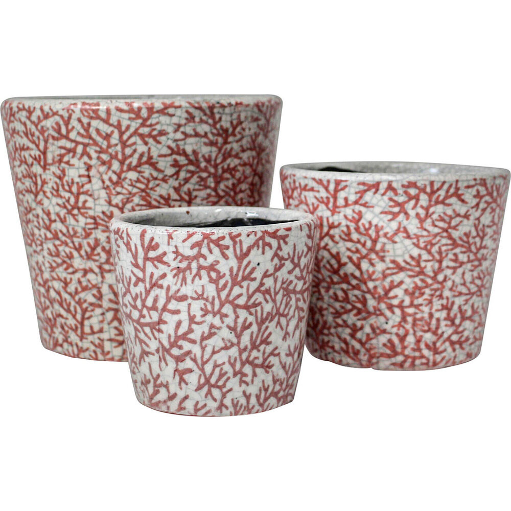 3pc LVD Terracotta Planter Pot Set 15.5x14cm/12x10cm/9x8.5cm Branching Coral