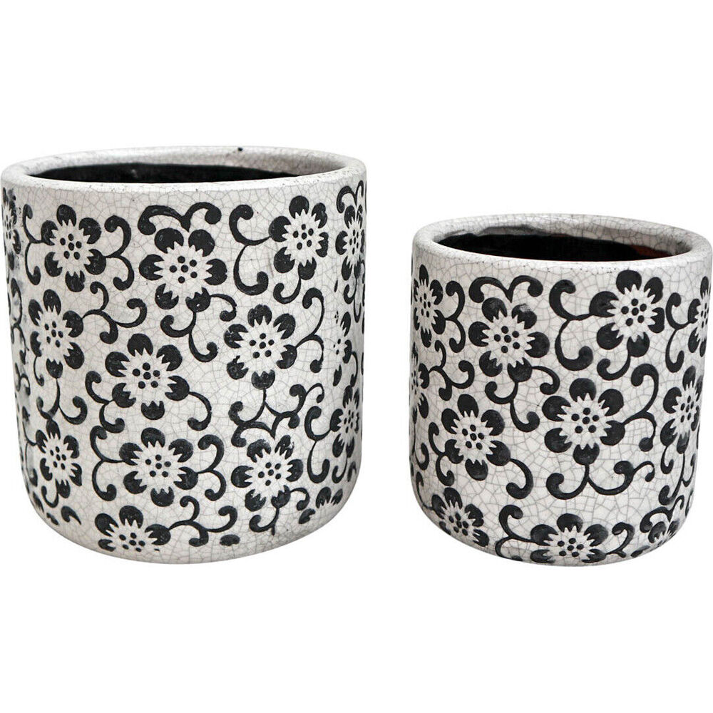 2pc LVD Terracotta Decorative Straight Planter Pot 15.5cm/12.5cm Daisy Chain