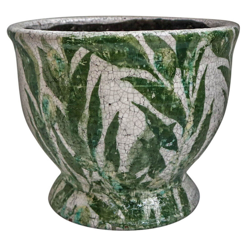 LVD Large Terracotta Decorative Planter Pot Urn 25.5x21cm Olive Leaves