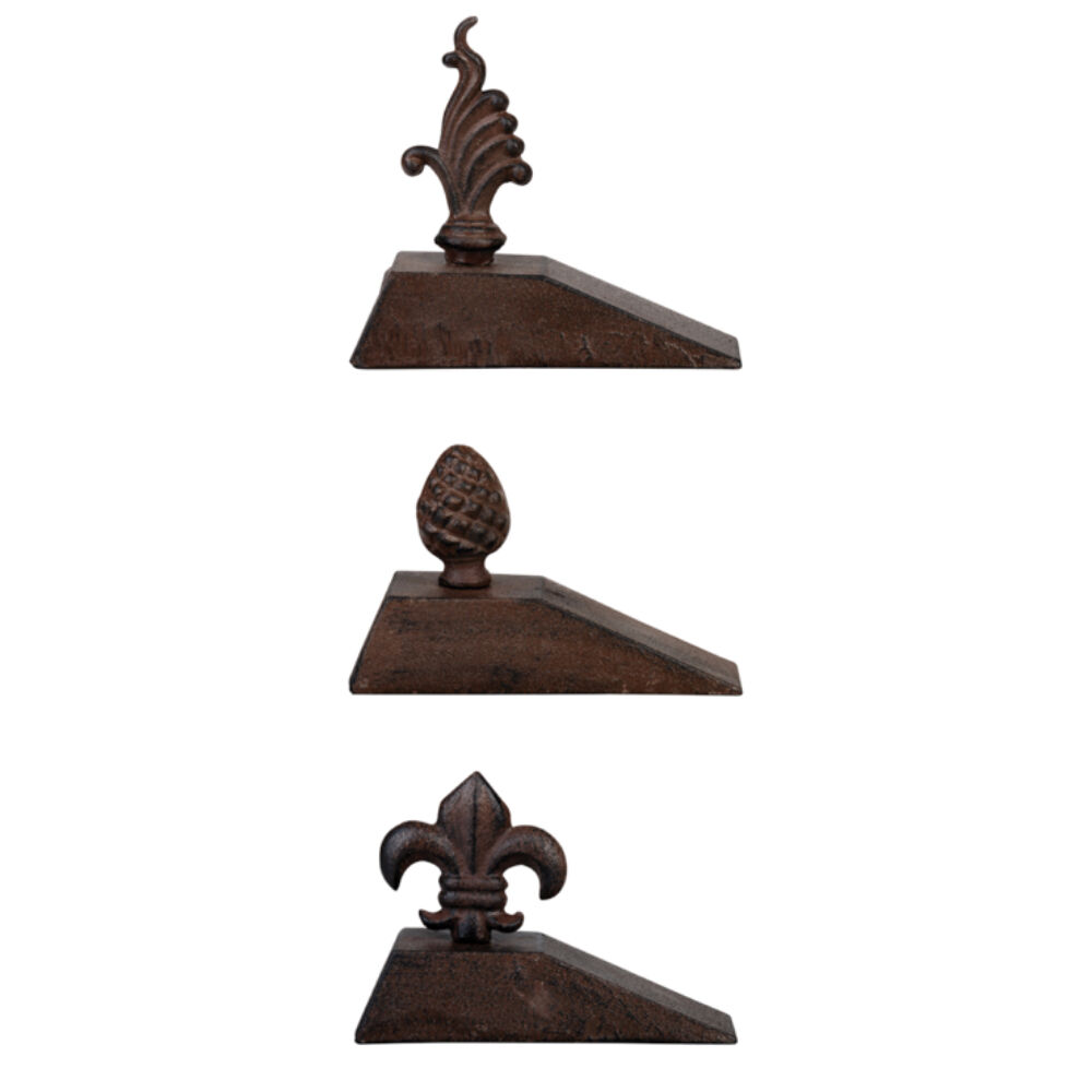 3pc Esschert Design Cast Iron Door Wedge Indoor/Outdoor Home Decor 16.5cm Brown