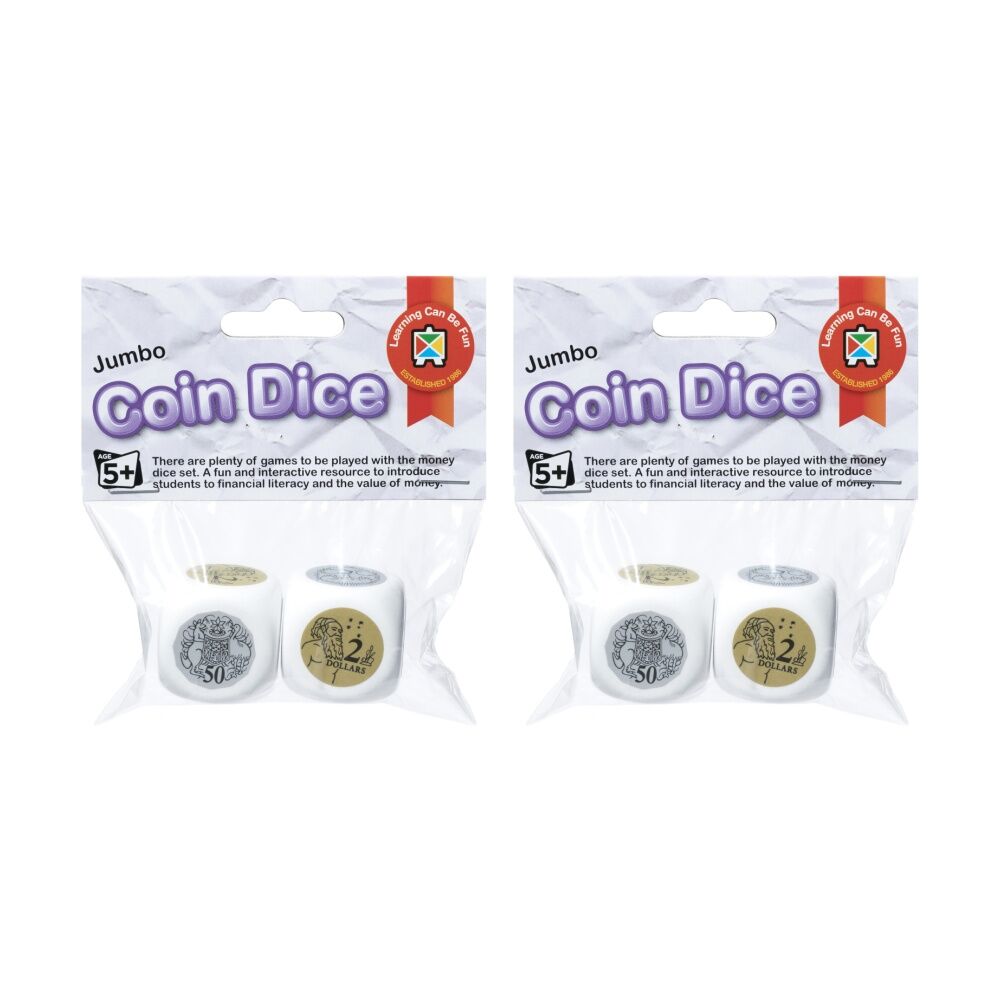 2x 2pc Learning Can Be Fun Jumbo Australian Coin Dice Educational Kids Toy 5y+