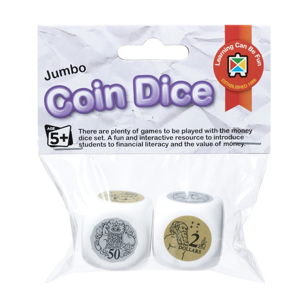 2x 2pc Learning Can Be Fun Jumbo Australian Coin Dice Educational Kids Toy 5y+