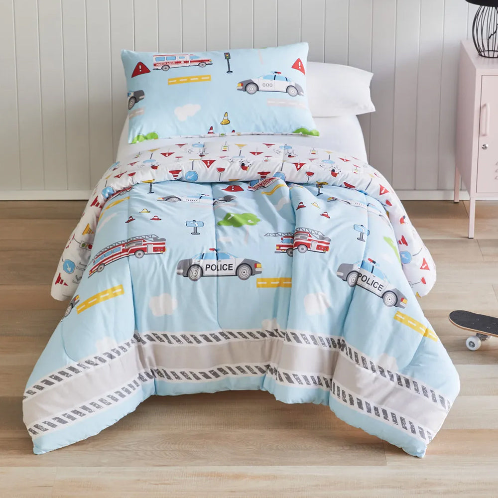 Lorraine Lea Emergency Services Comforter Set Single Bed Blue