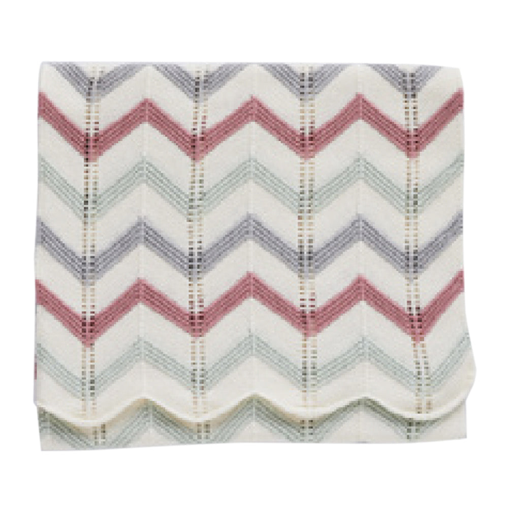 Lorraine Lea Cotton Utopia Knitted Blanket 75x90cm White/Pink/Grey