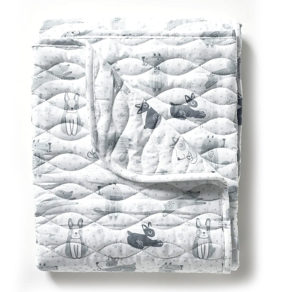 Lorraine Lea Pawfect Cot Comforter Grey/White 100x120cm