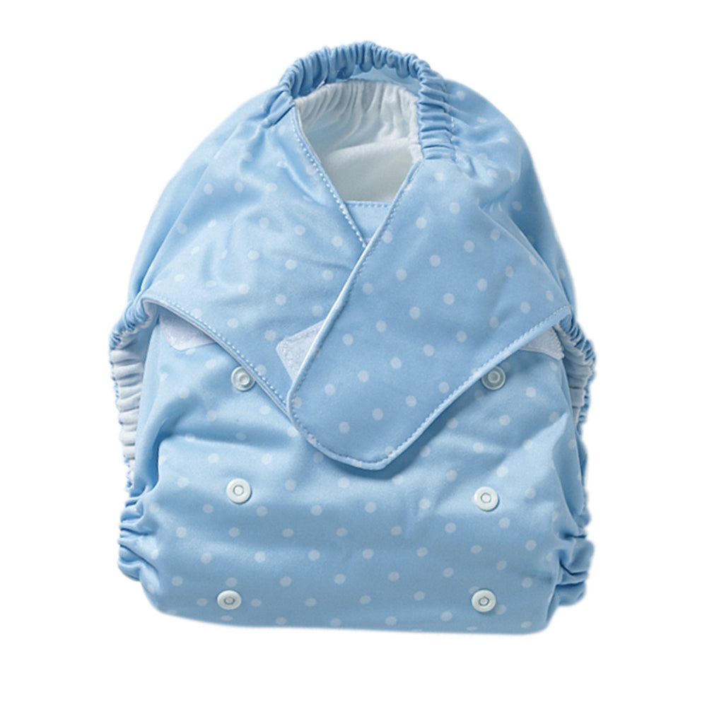 Lorraine Lea Bamboo Cotton/Fabric Reusable Nappy Grey Spot One Size