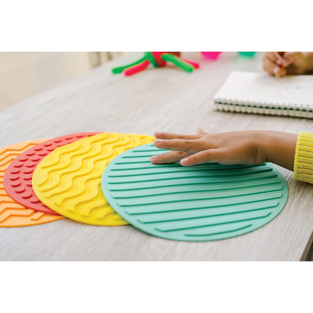 4pc Mindware Sensory Mats Genius Tactile Floor Tiles Round Kids 5y+ 21cm