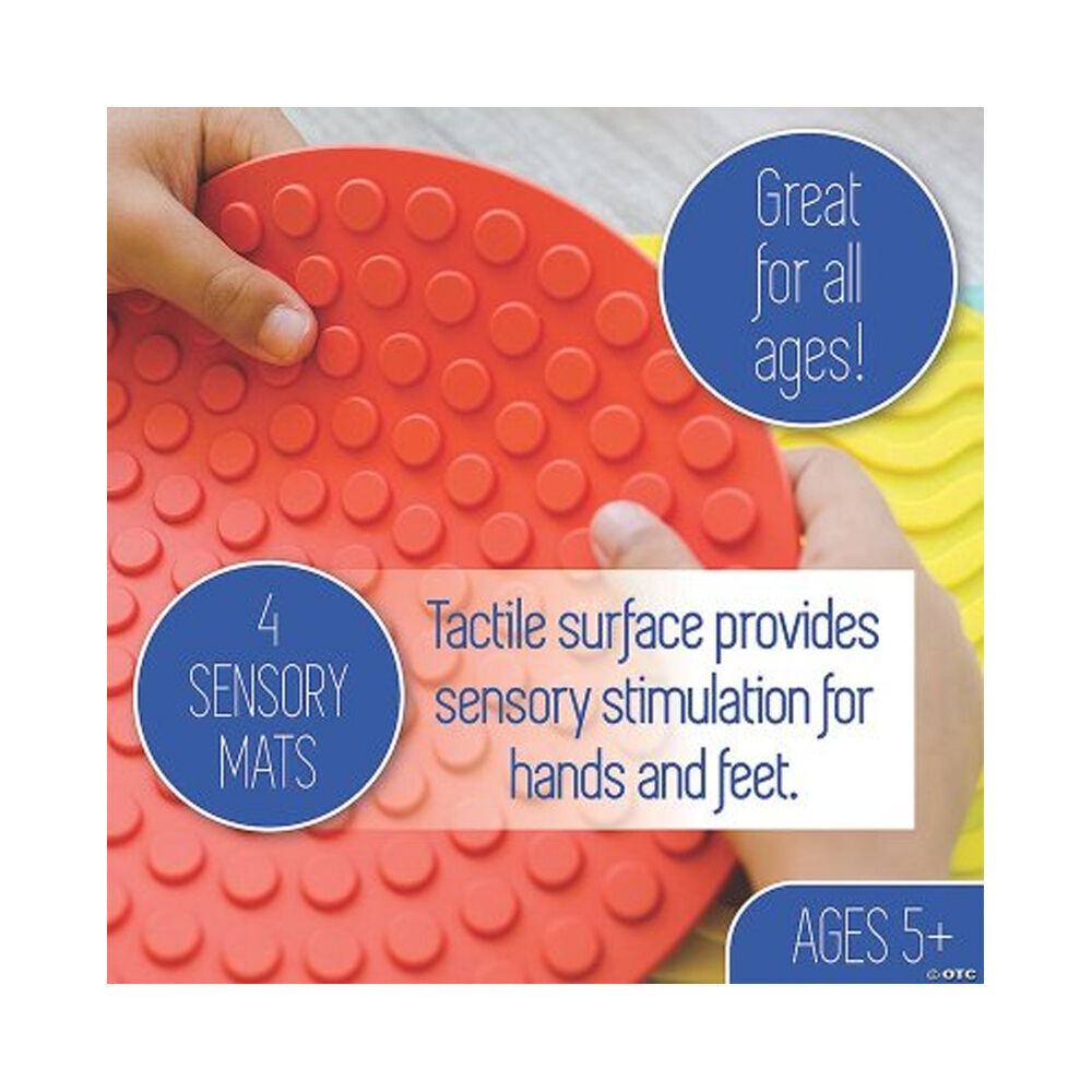 4pc Mindware Sensory Mats Genius Tactile Floor Tiles Round Kids 5y+ 21cm