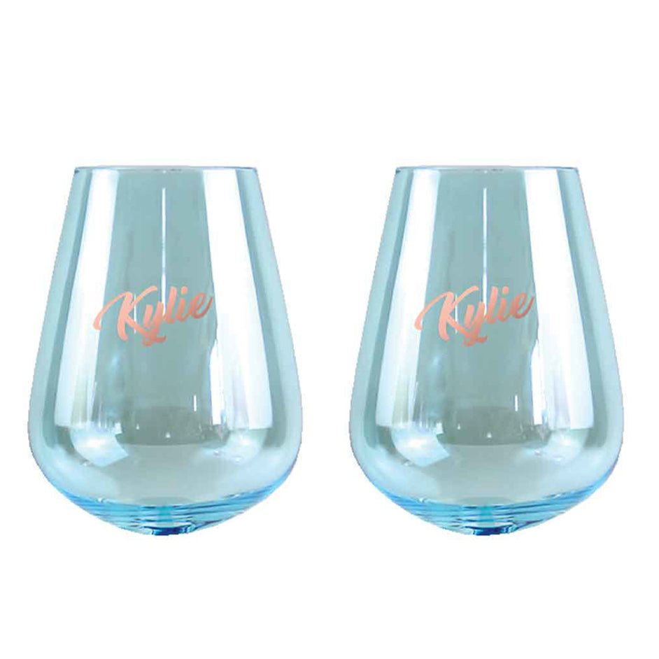 2pc Kylie Stemless 13cm/600ml Wine Glass Drinking Tumbler Set