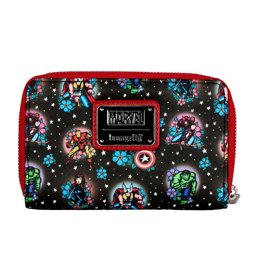 Marvel Comics Avengers Floral Tattoo Zip Around Purse Wallet 15.24cm