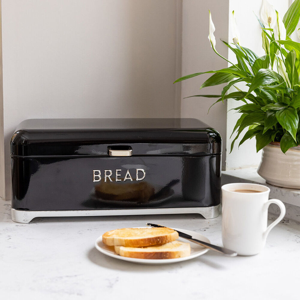 Lovello Carbon Steel Bread Storage Bin Container - Black
