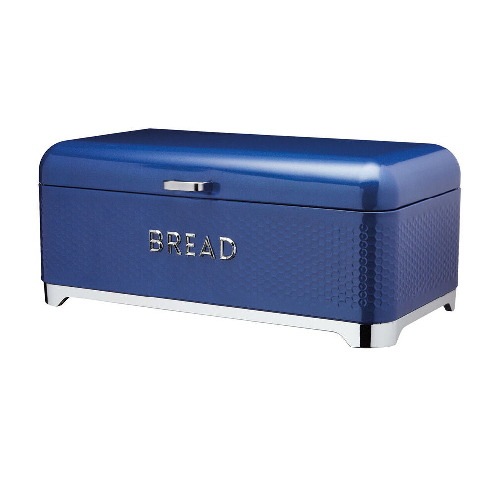 Lovello Carbon Steel Textured Bread Bin 42x22cm - Midnight Blue