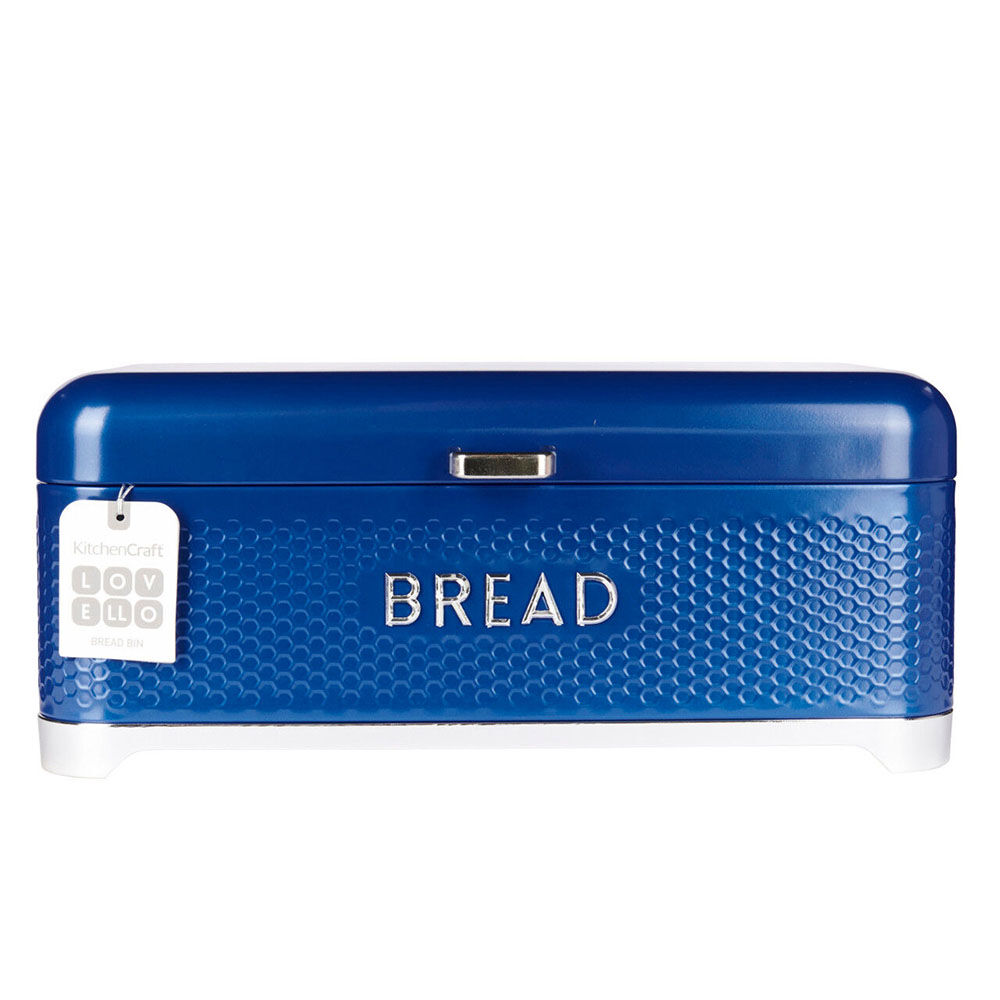 Lovello Carbon Steel Textured Bread Bin 42x22cm - Midnight Blue