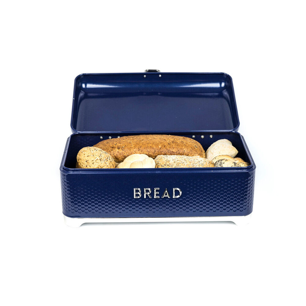Lovello Carbon Steel Textured Bread Bin 42x22cm - Midnight Blue