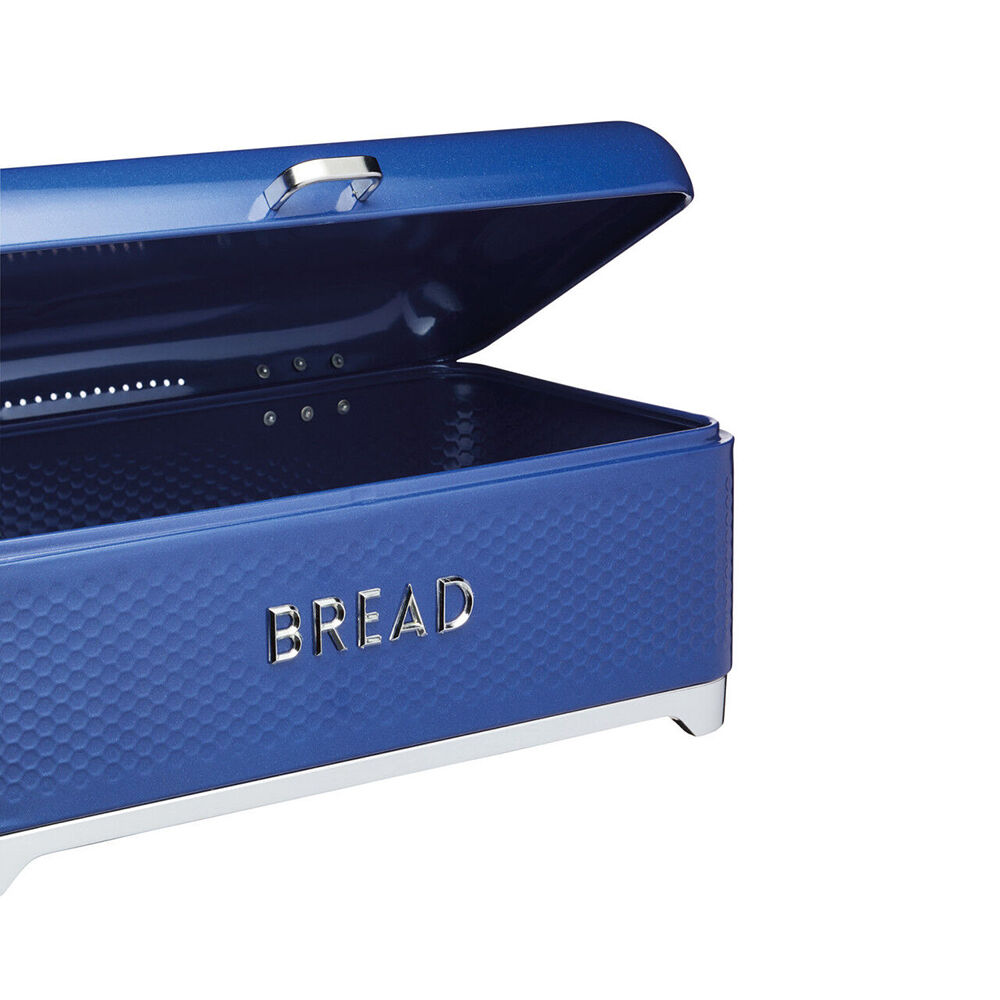 Lovello Carbon Steel Textured Bread Bin 42x22cm - Midnight Blue