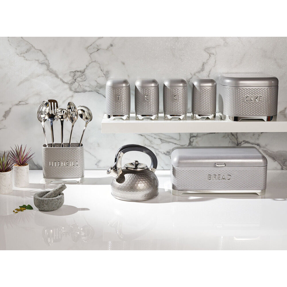 Lovello Carbon Steel Textured Bread Bin 42x22cm - Shadow Grey