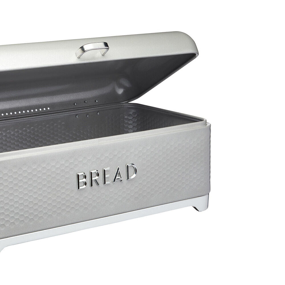 Lovello Carbon Steel Textured Bread Bin 42x22cm - Shadow Grey