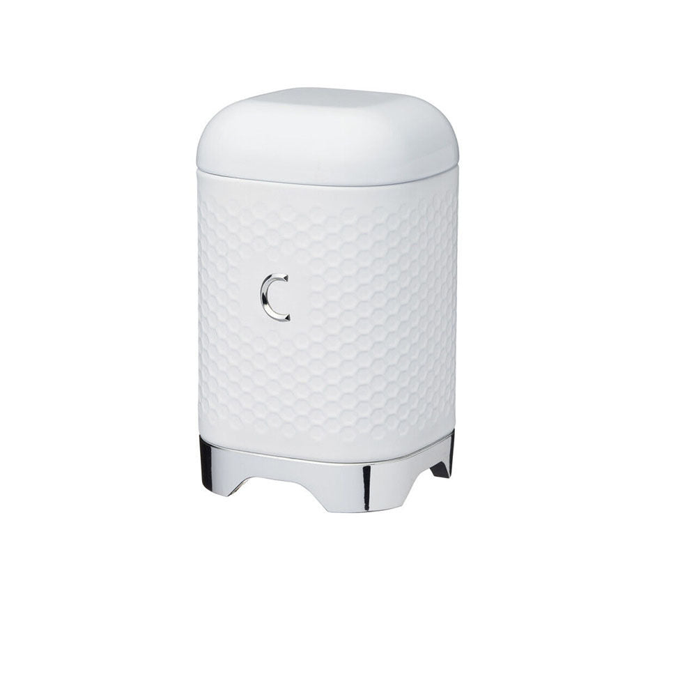 Lovello Carbon Steel Retro Coffee Canister w/ Geometric Finish - Ice White