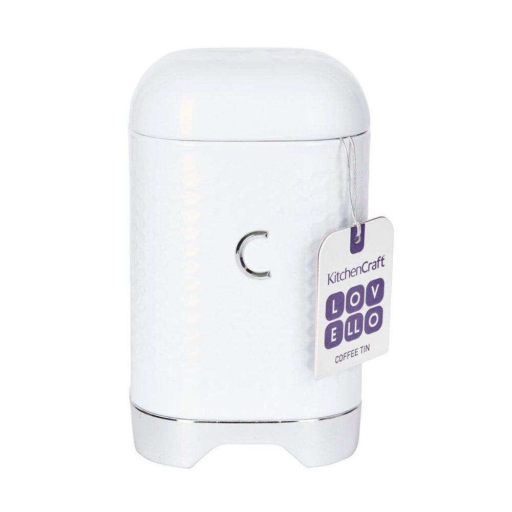 Lovello Carbon Steel Retro Coffee Canister w/ Geometric Finish - Ice White