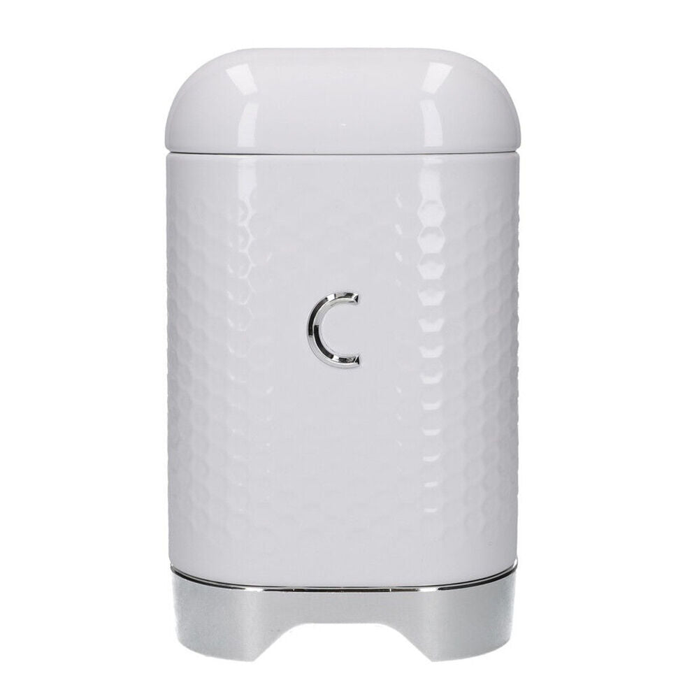 Lovello Carbon Steel Retro Coffee Canister w/ Geometric Finish - Ice White