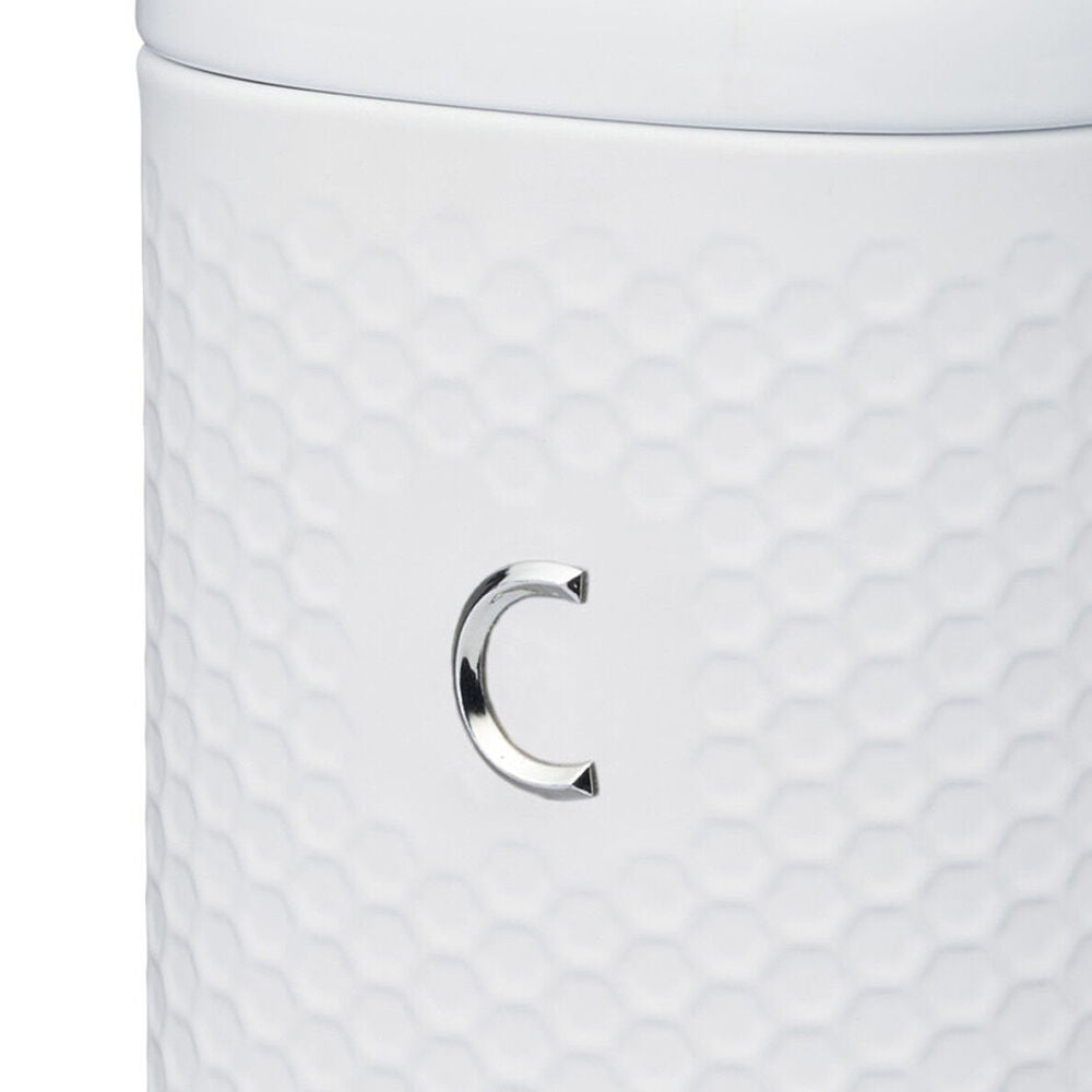 Lovello Carbon Steel Retro Coffee Canister w/ Geometric Finish - Ice White