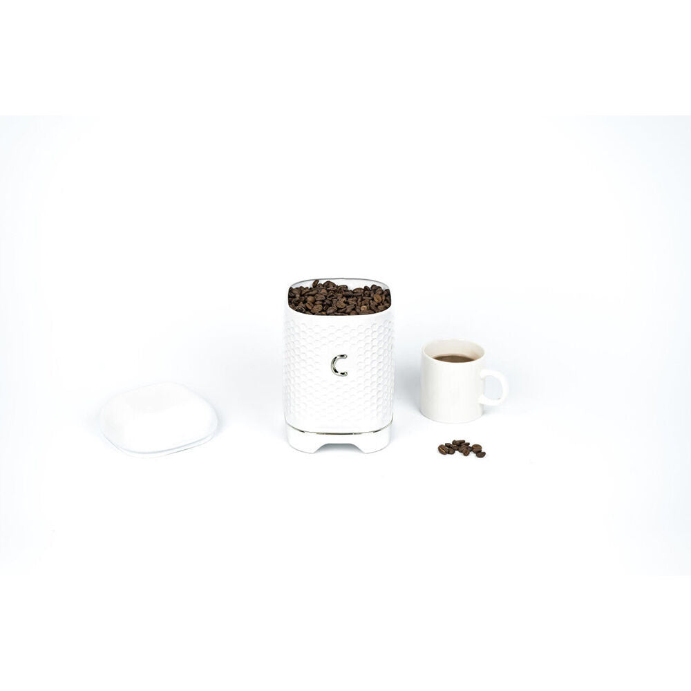 2PK Lovello Carbon Steel Retro Coffee Canister w/ Geometric Finish - Ice White