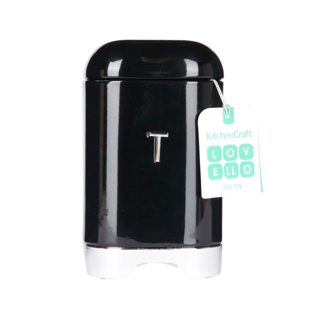 Kitchencraft Lovello Tea Tin Carbon Steel Canister - Black