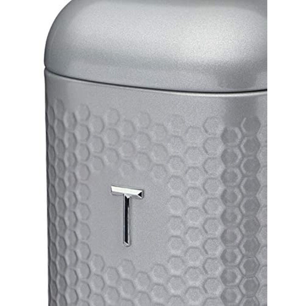 Kitchencraft Lovello Geometric Textured Retro Tea Canister 19cm Shadow Grey