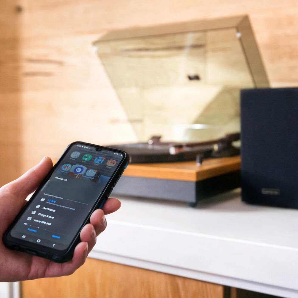 Lenco Turntable Record Player with Bluetooth & 2 Separate Speakers Wood