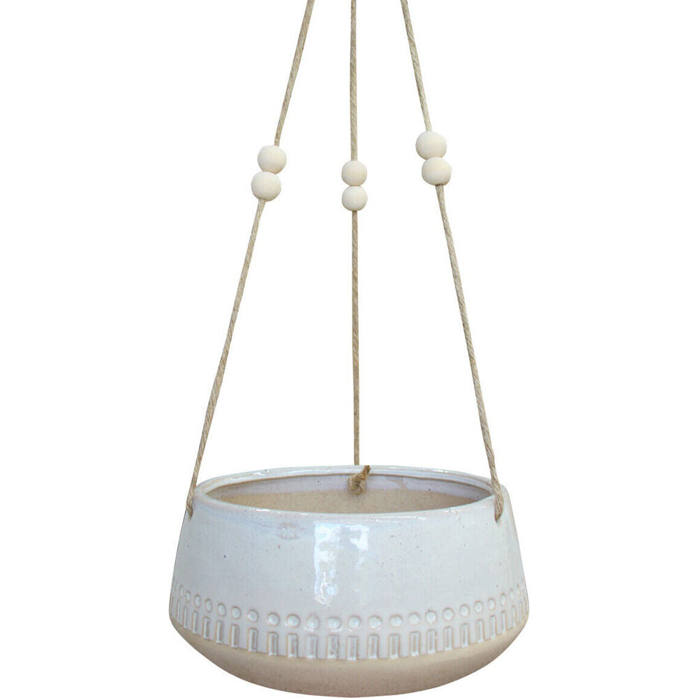 2PK LVD Ceramic Stoneware Decorative Planter Pot Hanger Low Script 17.5x8.5cm