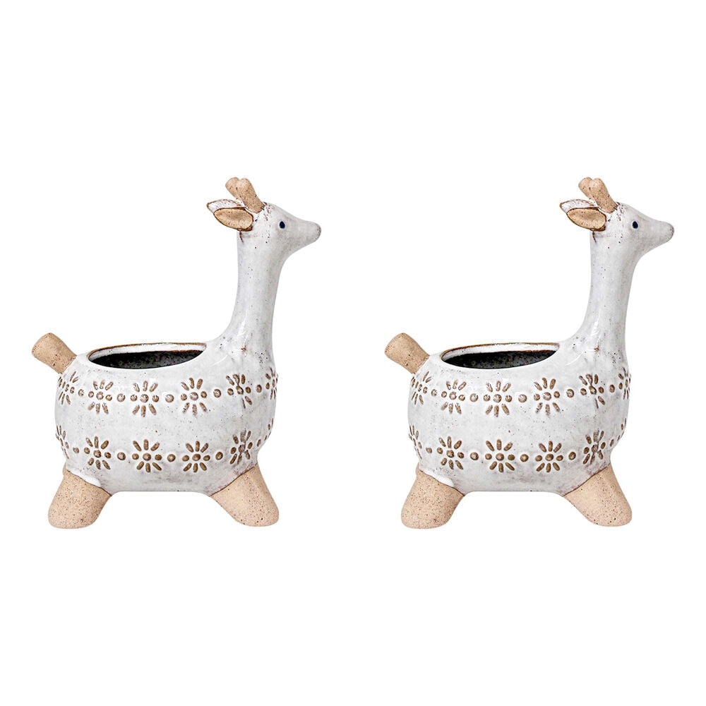 2PK LVD Ceramic Stoneware Indoor Decorative Planter Pot Jaz Giraffe 16x9cm