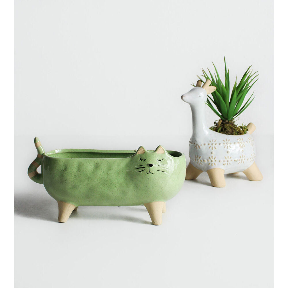 2PK LVD Ceramic Stoneware Indoor Decorative Planter Pot Jaz Giraffe 16x9cm