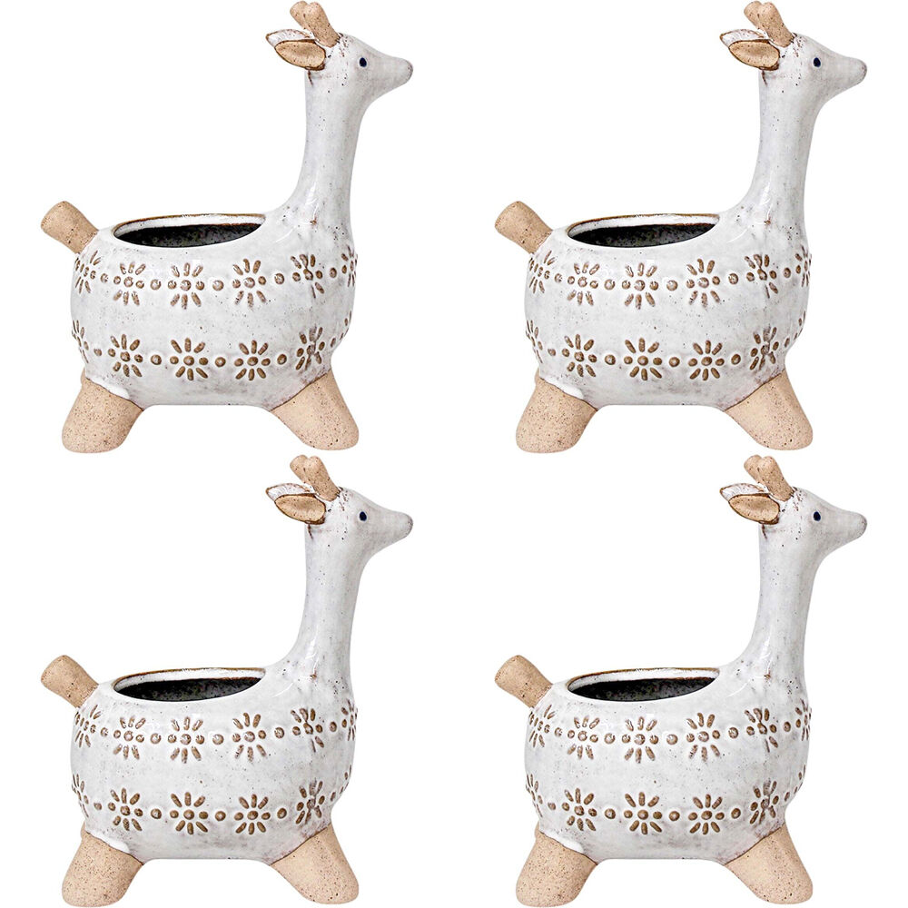 4PK LVD Ceramic Stoneware Indoor Decorative Planter Pot Jaz Giraffe 16x9cm