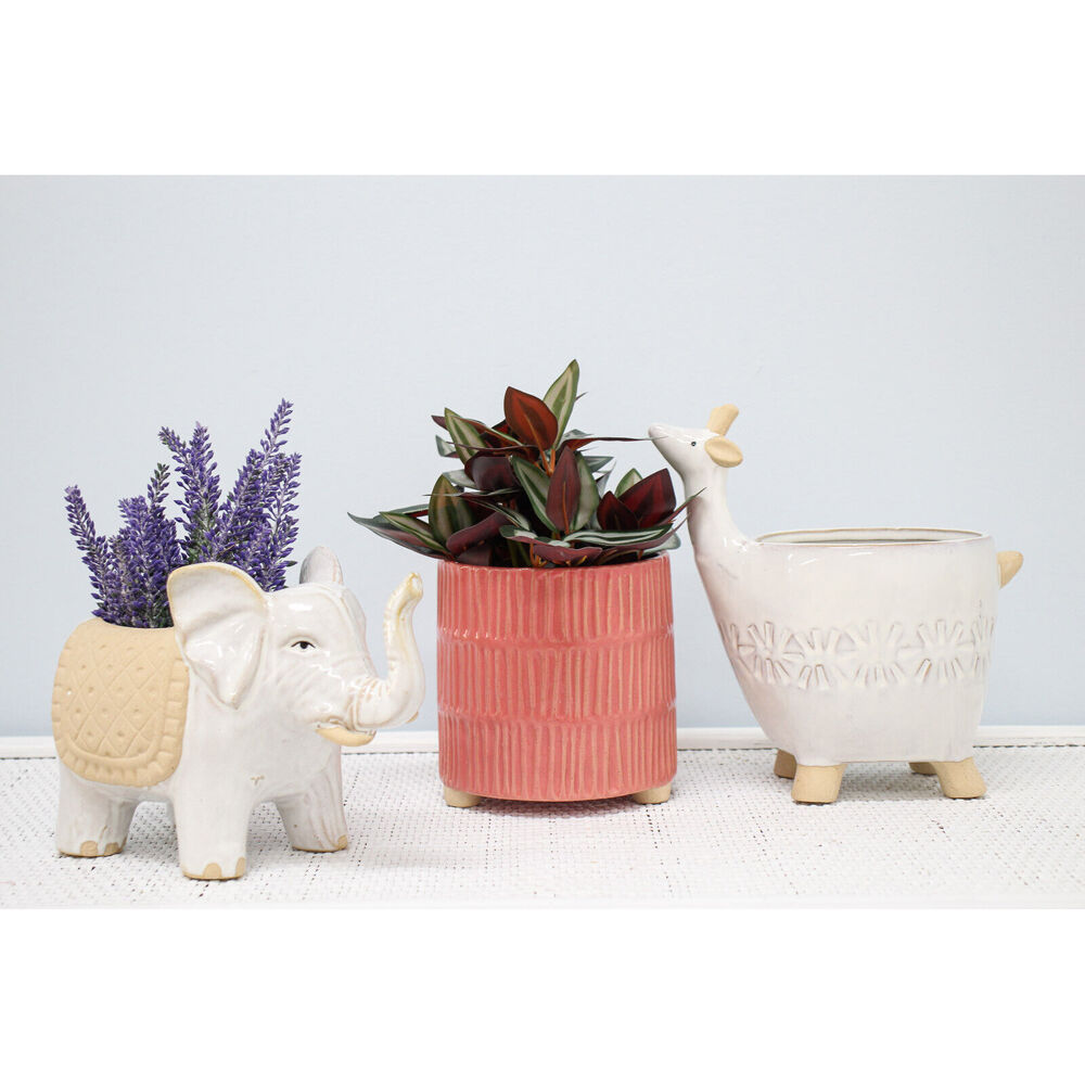 LVD Ceramic Decorative Textured Indoor Planter Pot Sunset 13.5x14cm Pink