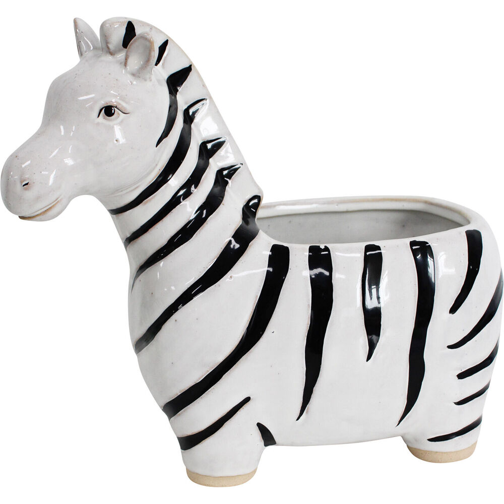 LVD Ceramic Decorative Indoor Planter Pot Zebra 25x12cm Black/White