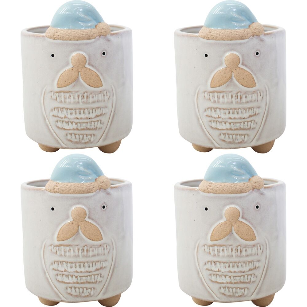 4PK LVD 10x14cm Ceramic Santa Planter Pot Home/Garden Xmas Decor