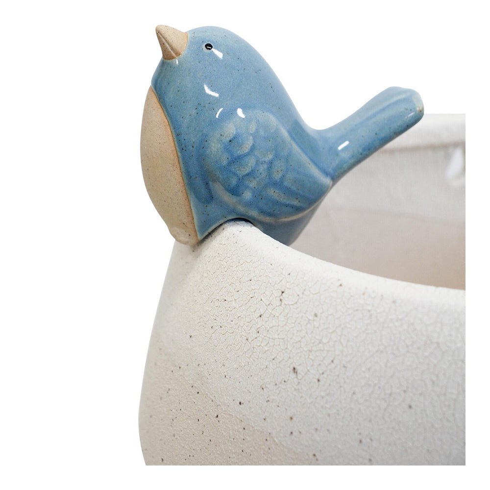 4PK LVD Ceramic 9cm Bird Pot Sitter Garden Ornament - Blue
