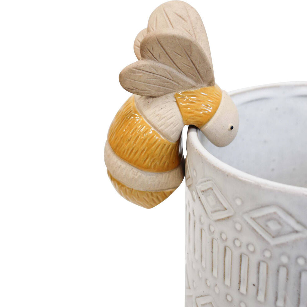 3PK LVD Pot Sitter Bee Yellow Ceramic Figurine Home/Garden Decor 8.1cm