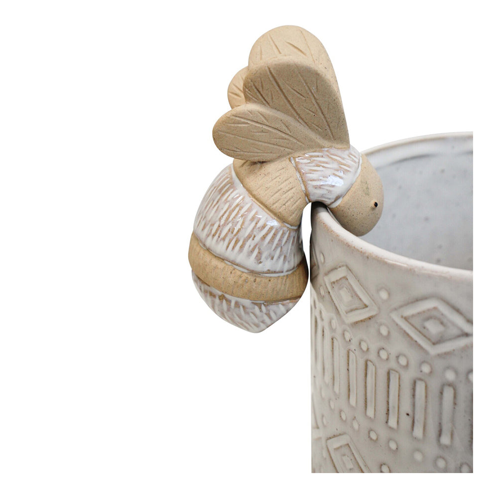 4PK LVD Ceramic 8cm Bug/Bee Pot Sitter Garden Ornament - White