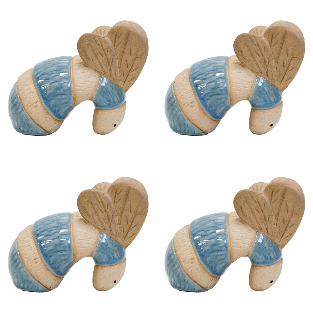4PK LVD Ceramic 8cm Bug/Bee Pot Sitter Garden Ornament - Blue